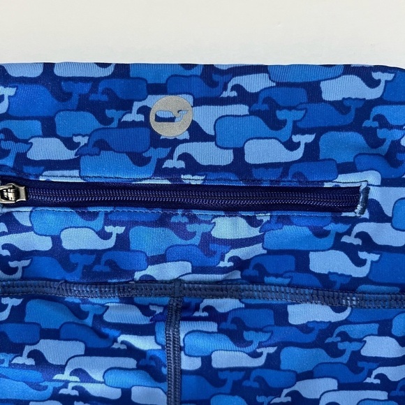 Vineyard Vines Performance Whale Outline Blue Printed Leggings Cropped Size Med - Picture 4 of 9